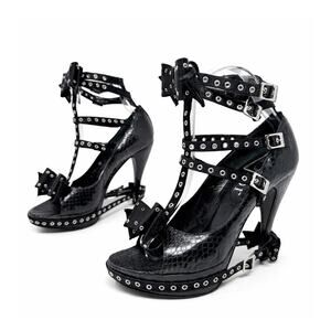 Christian Dior by John Galliano FW 2003 Bondage Bow Snakeskin Heels Size 36.5